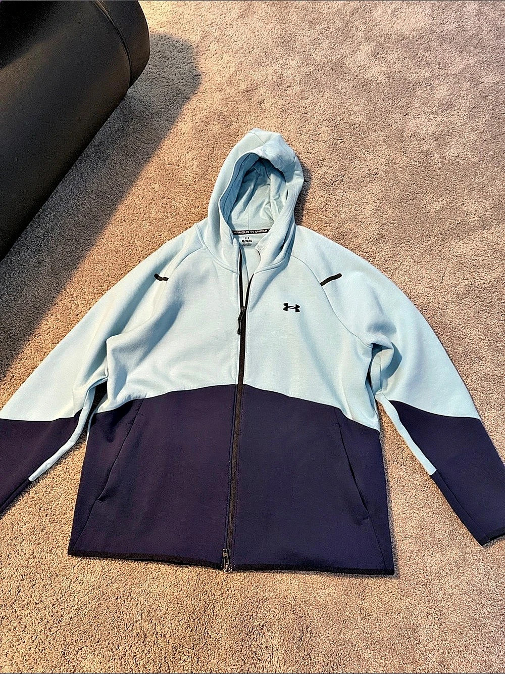 Under Armour Vanish Colour Block Full Zip Hoodie Navy and Blue XL